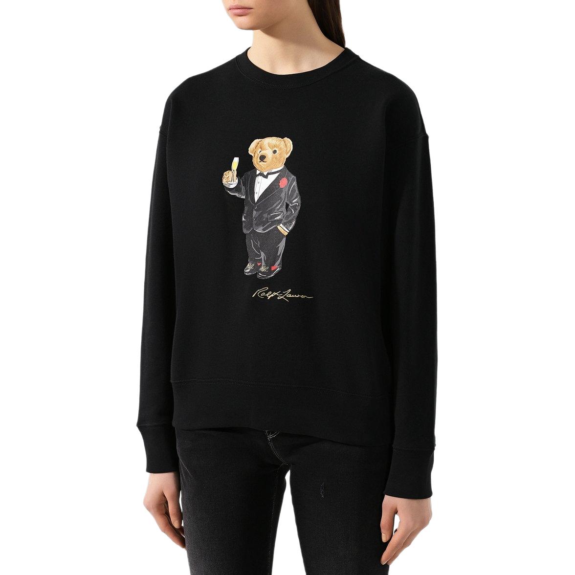 (Women) Polo Ralph Lauren Black Sweater with Bear Pattern Crewneck Long Sleeve 211782886-001 圖 4