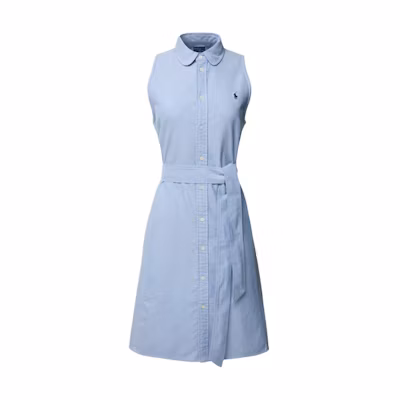 (Women) Polo Ralph Lauren Blue Sleeveless Short Solid Button-Down Dress Women 211906437-006
