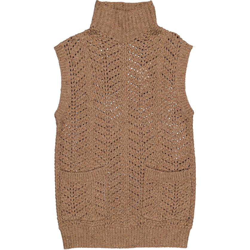 (Women) Polo Ralph Lauren Brown Solid Turtleneck Sleeveless Knit Vest 211910470-001