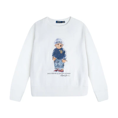 (Women) Polo Ralph Lauren Crewneck Bear Graphic Fleece Sweatshirt White 211769528-001