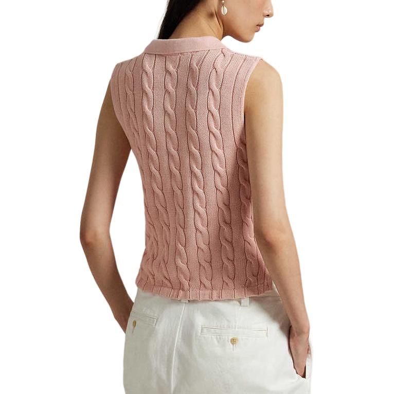 Shop (W) Polo Ralph Lauren Baju Tanpa Lengan Wanita Slim Cable Knit Pink Sand WMPOKNINB920238-650