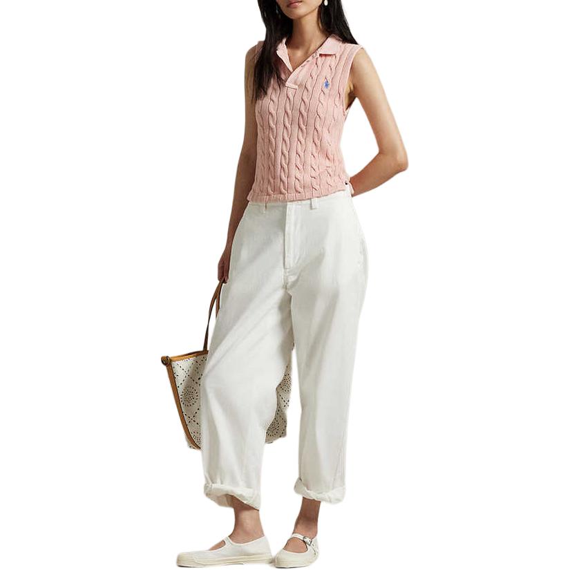 Purchase (W) Polo Ralph Lauren Baju Tanpa Lengan Wanita Slim Cable Knit Pink Sand WMPOKNINB920238-650