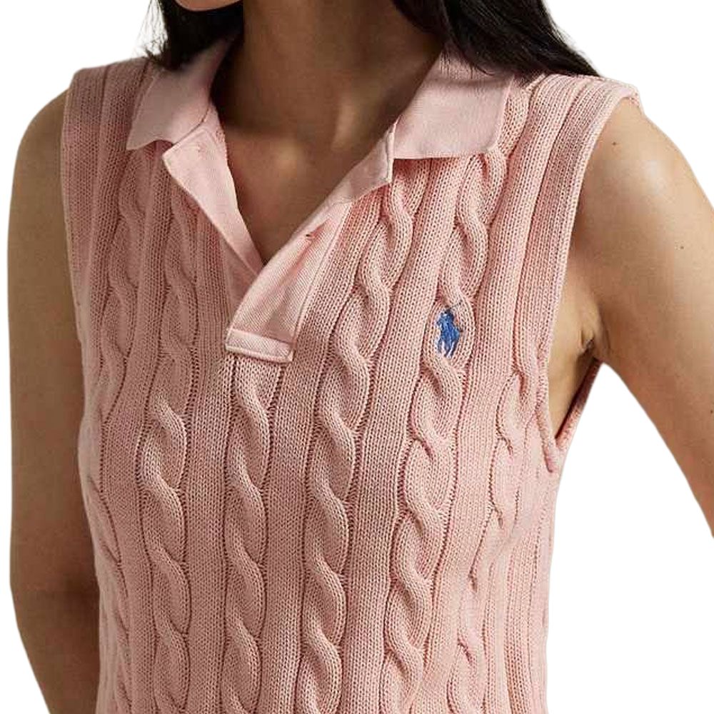 Details for (W) Polo Ralph Lauren Baju Tanpa Lengan Wanita Slim Cable Knit Pink Sand WMPOKNINB920238-650