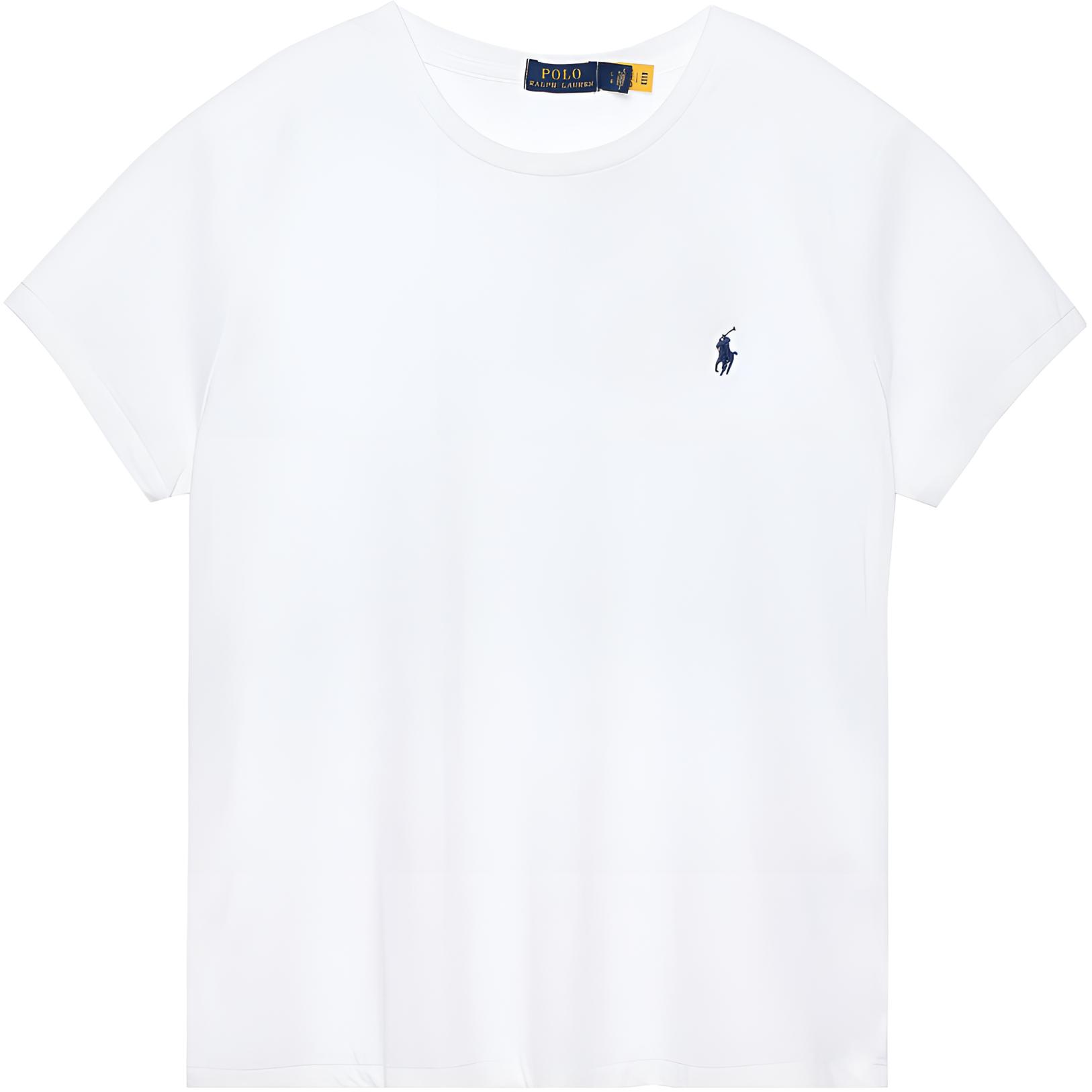 (Women) Polo Ralph Lauren Embroidered Logo Crewneck T-Shirt White SS23  Tee. 211898698-005