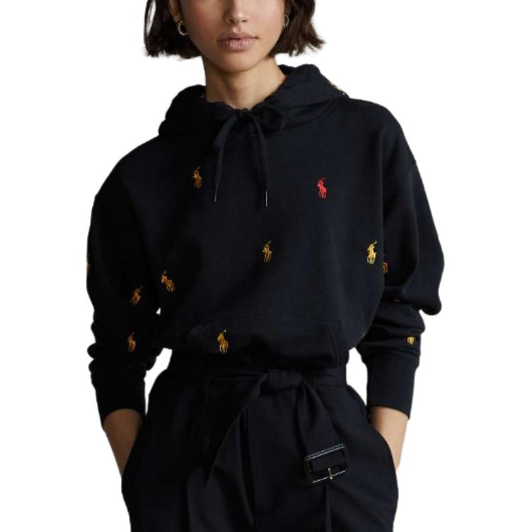 Lookbook (W) Polo Ralph Lauren 刺繡標誌連帽上衣 黑色套頭款 211857293-001