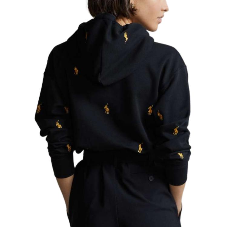 Shop (W) Polo Ralph Lauren 刺繡標誌連帽上衣 黑色套頭款 211857293-001