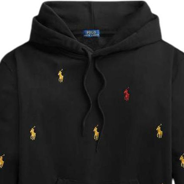 Purchase (W) Polo Ralph Lauren 刺繡標誌連帽上衣 黑色套頭款 211857293-001