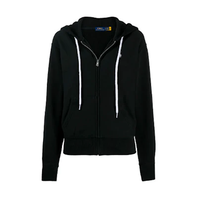 (Women) Polo Ralph Lauren Embroidered Logo Zip Hoodie Jacket - Black 211794396-001