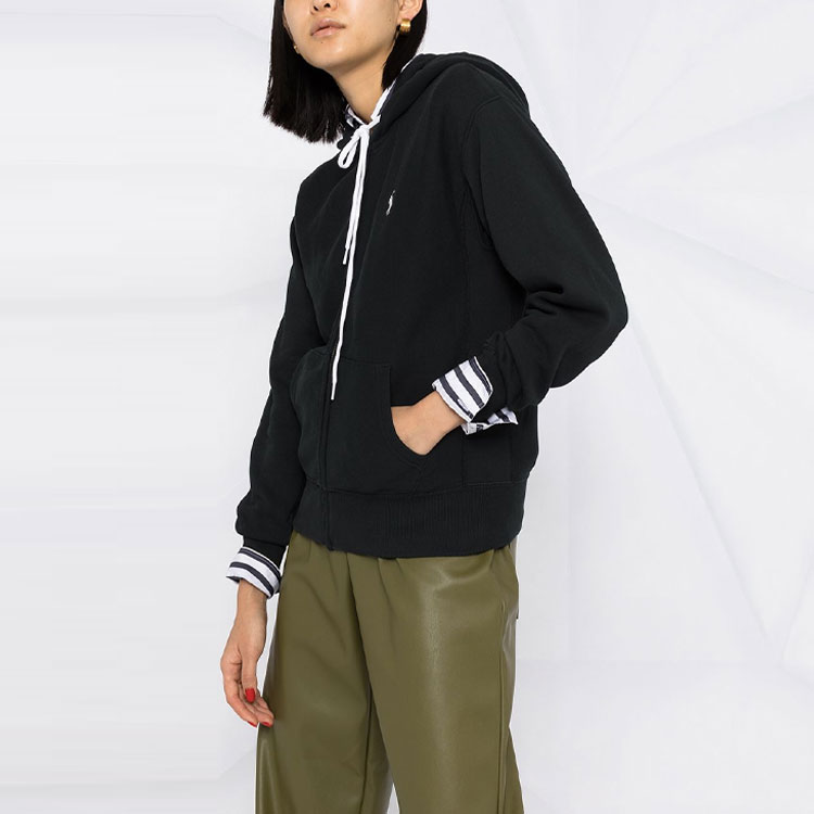 Details for (W) Polo Ralph Lauren 刺绣标志拉链连帽夹克 - 黑色 211794396-001