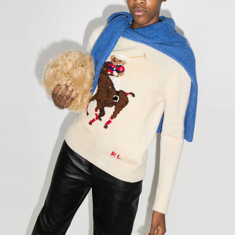 (Women) Polo Ralph Lauren FW21  Beige Wool Pullover Sweater with Knit Pattern. 211843149-001 圖 3