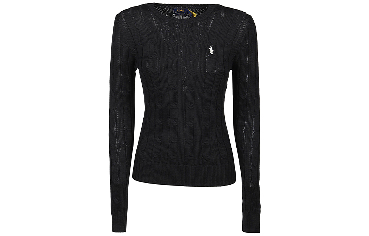 (Women) Polo Ralph Lauren FW21  Black Logo Cable Knit Slim-Fit Sweater. 211580009-046