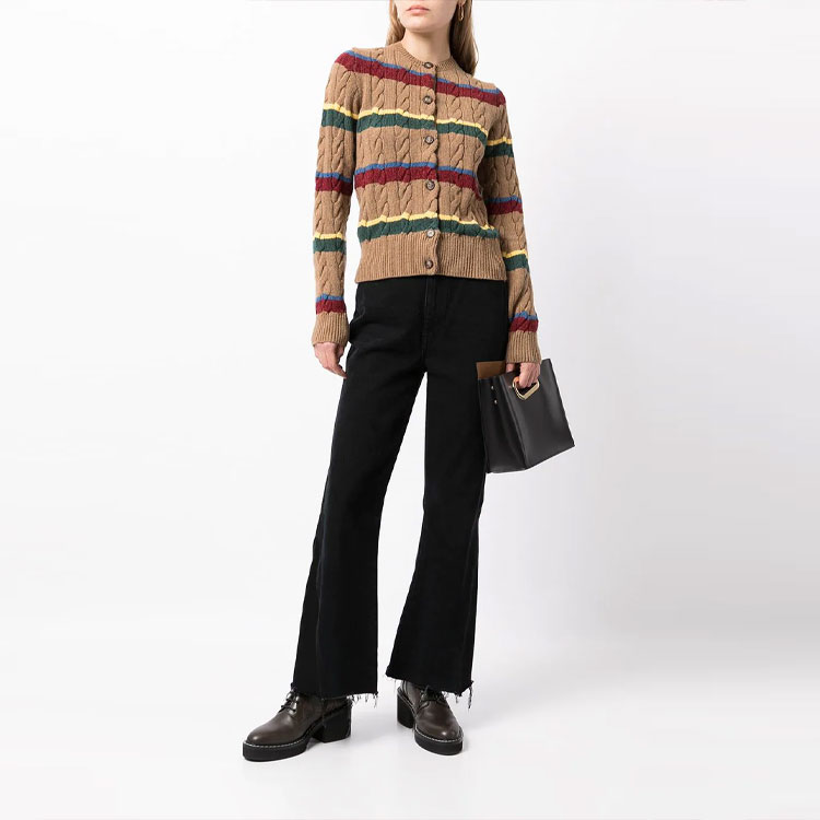 (Women) Polo Ralph Lauren FW21  Brown Cable-Knit Cropped Cardigan Sweater. 211877350001 圖 3
