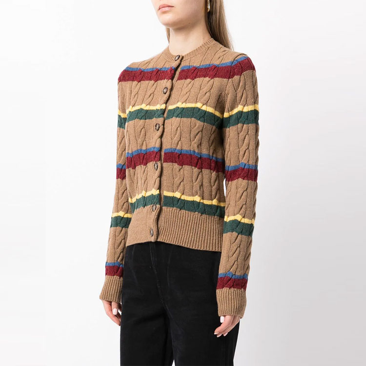 (Women) Polo Ralph Lauren FW21  Brown Cable-Knit Cropped Cardigan Sweater. 211877350001 圖 5