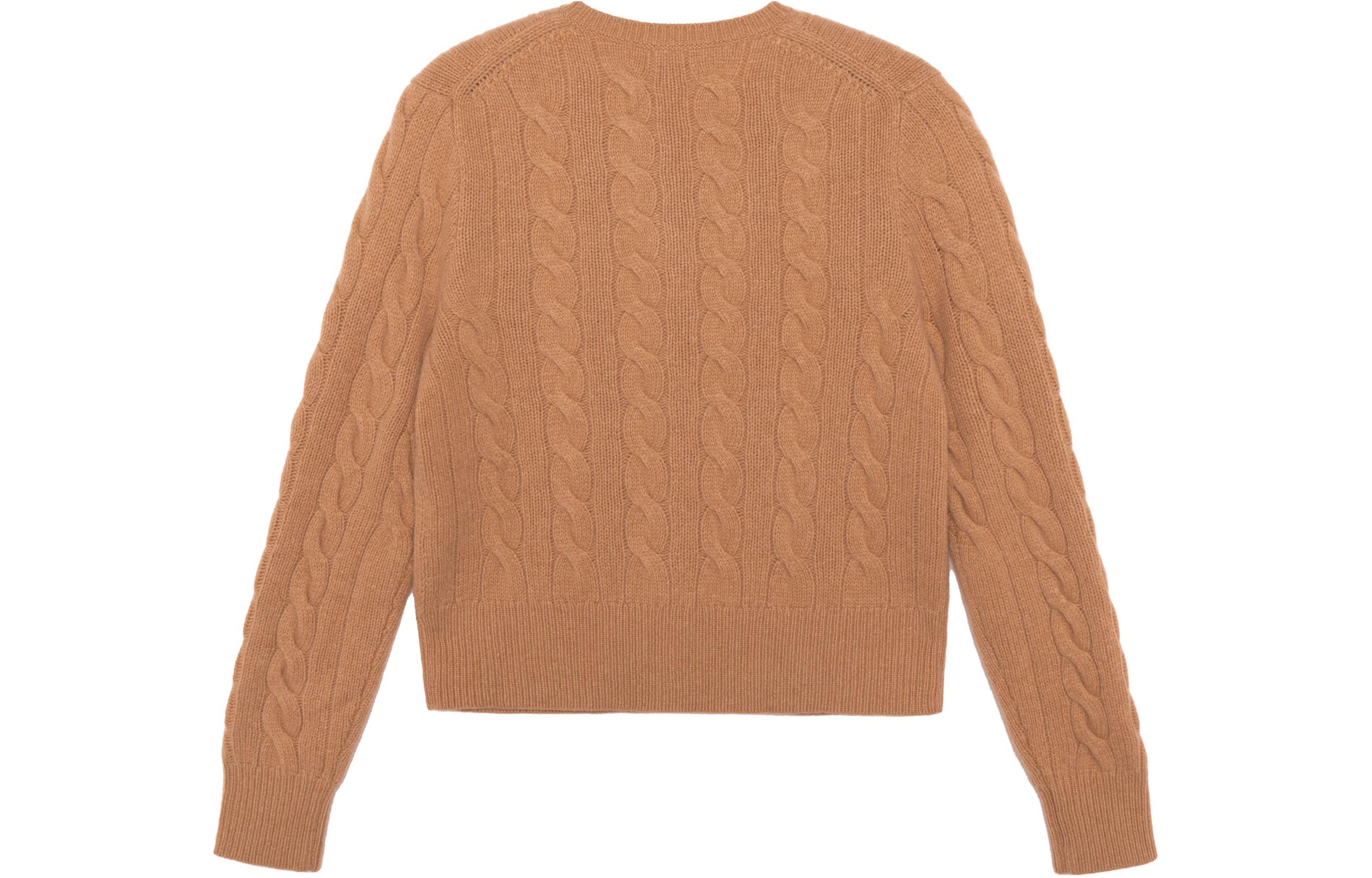 Lookbook (W) Polo Ralph Lauren FW21 棕色羊毛麻花针织开衫毛衣. 211801493-008