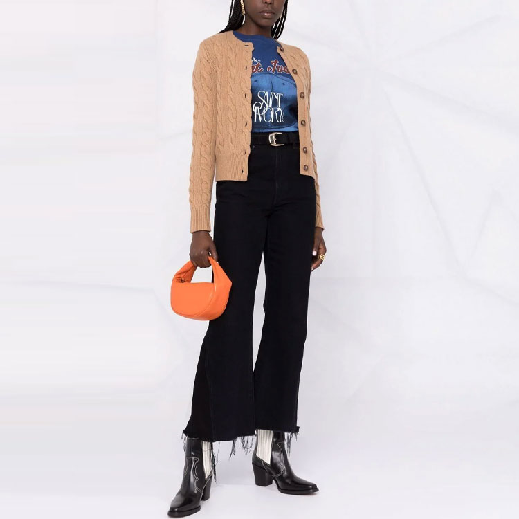 Shop (W) Polo Ralph Lauren FW21 棕色羊毛麻花针织开衫毛衣. 211801493-008