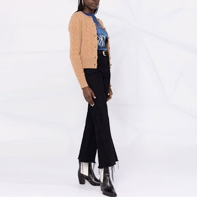 (W) Polo Ralph Lauren FW21 棕色羊毛麻花针织开衫毛衣. 211801493-008 Details for (W) Polo Ralph Lauren FW21 棕色羊毛麻花针织开衫毛衣. 211801493-008