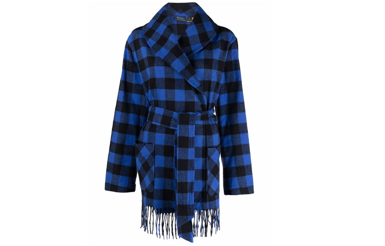 (Women) Polo Ralph Lauren FW21  Checkered Fringe Belted Jacket - Blue. 211846920-001 圖 2