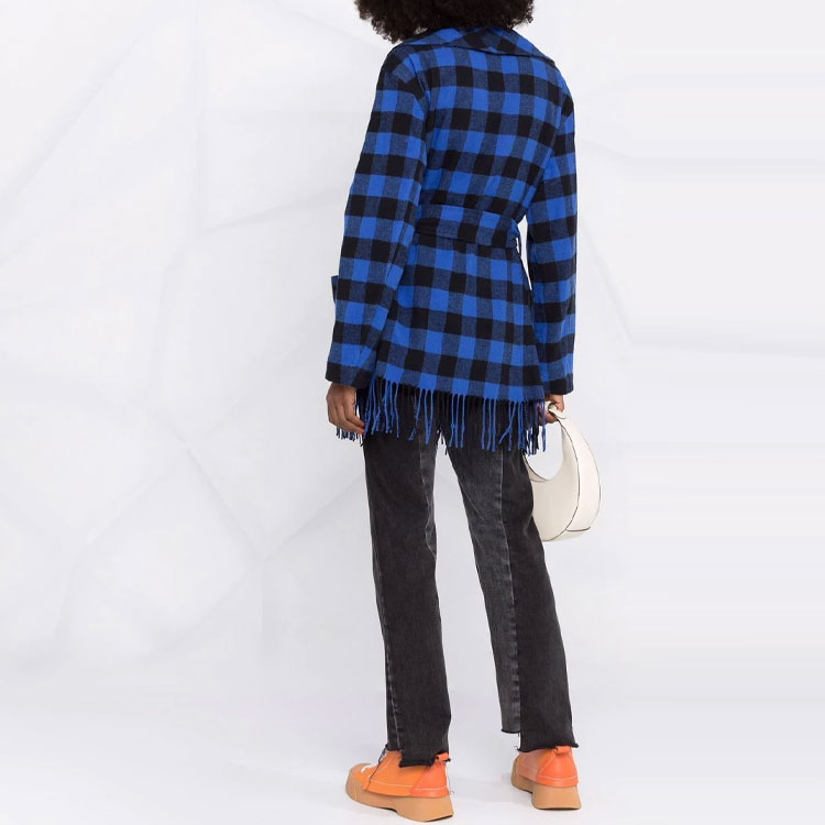 (Women) Polo Ralph Lauren FW21  Checkered Fringe Belted Jacket - Blue. 211846920-001 圖 4