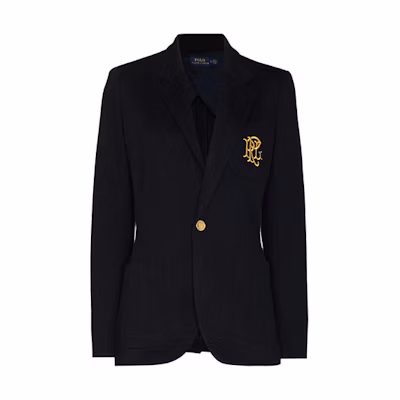 (Women) Polo Ralph Lauren FW21 Navy Blazer with Embroidered Logo & Gold Button 211795348-002