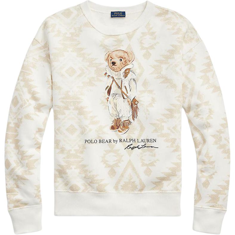 (Women) Polo Ralph Lauren FW21 Beige Crewneck Sweatshirt with Bear Print 211846895-001