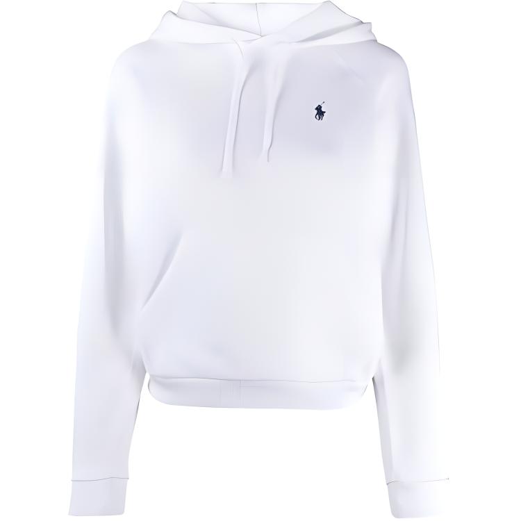 (Women) Polo Ralph Lauren FW21 White Hoodie with Logo Embroidery 211794394-001