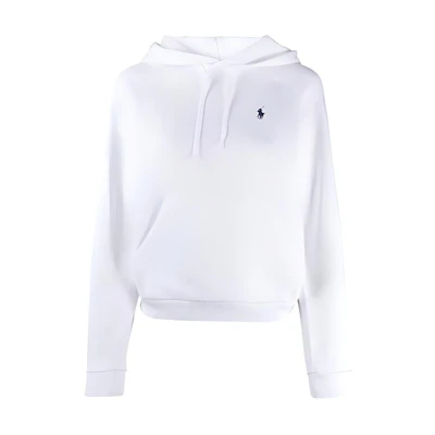 (Women) Polo Ralph Lauren FW21 White Hoodie with Logo Embroidery 211794394-001