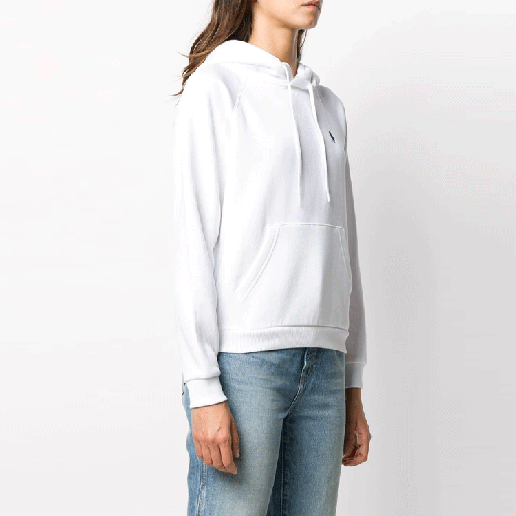 Shop (W) 폴로 랄프로렌 FW21 로고 자수 화이트 후디 211794394-001