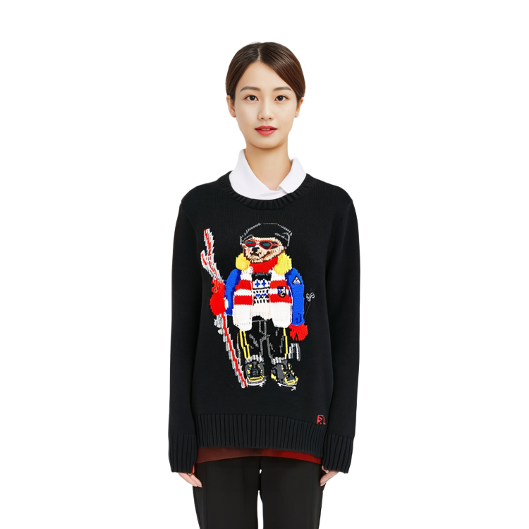 (Women) Polo Ralph Lauren FW22  Black Cartoon Pattern Jacquard Crewneck Sweater 211881597-001 圖 4