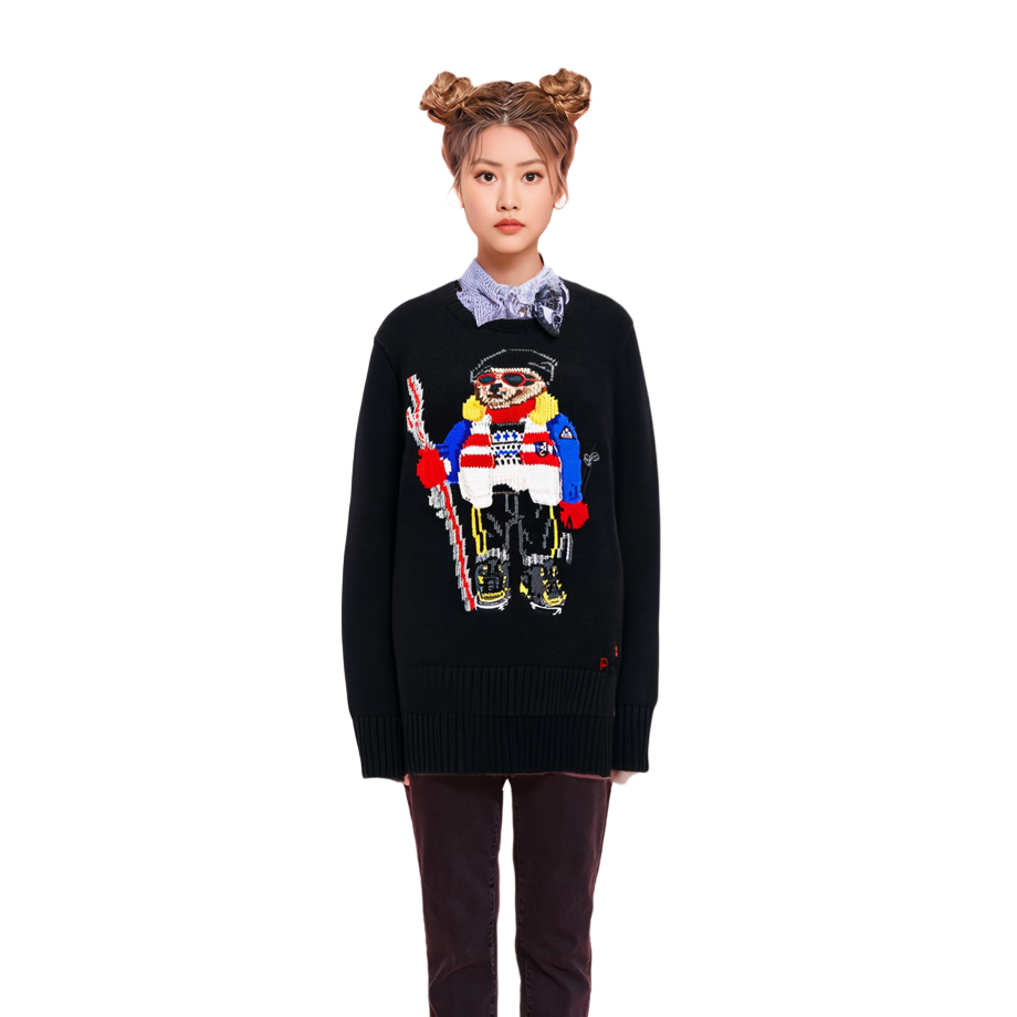 (Women) Polo Ralph Lauren FW22  Black Cartoon Pattern Jacquard Crewneck Sweater 211881597-001 圖 5