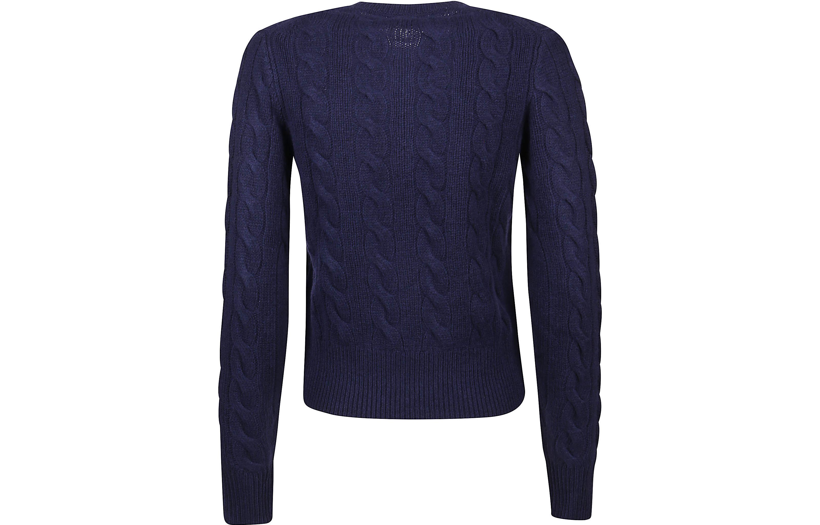 (Women) Polo Ralph Lauren FW22  Blue Cable Knit Wool Cardigan with Logo Embroidery. 211873373-003 圖 3