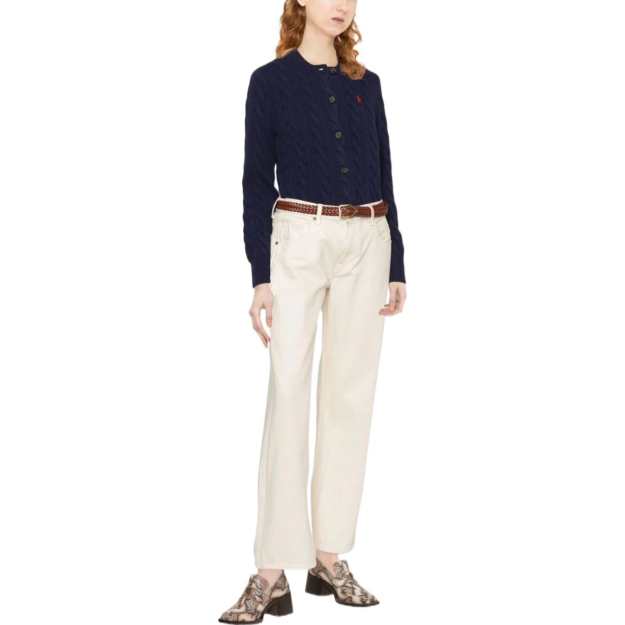 (Women) Polo Ralph Lauren FW22  Blue Cable Knit Wool Cardigan with Logo Embroidery. 211873373-003 圖 4