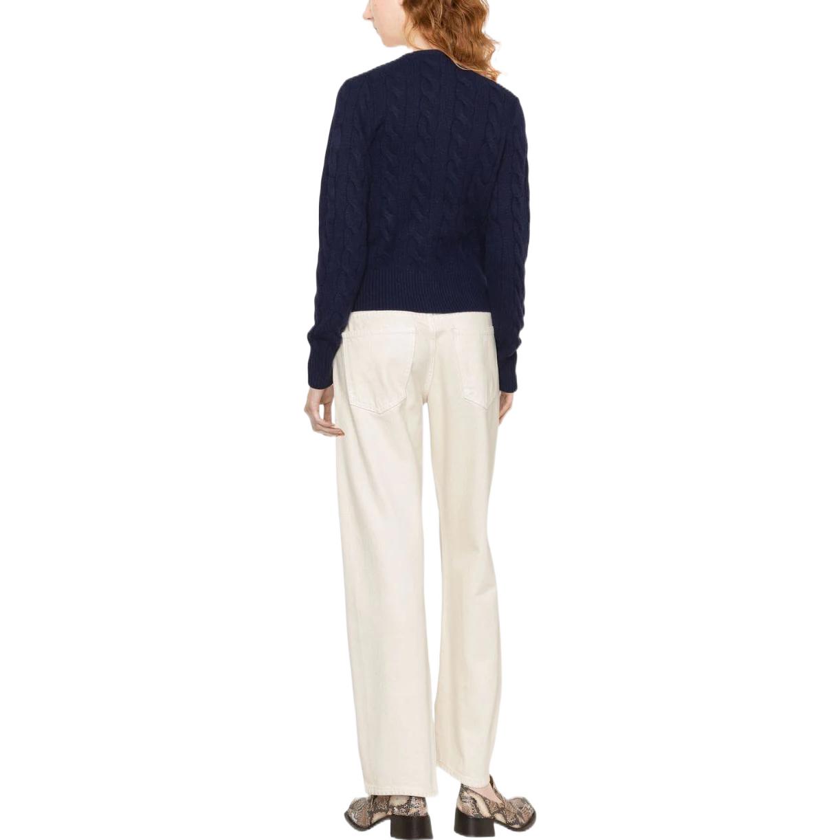 (Women) Polo Ralph Lauren FW22  Blue Cable Knit Wool Cardigan with Logo Embroidery. 211873373-003 圖 5