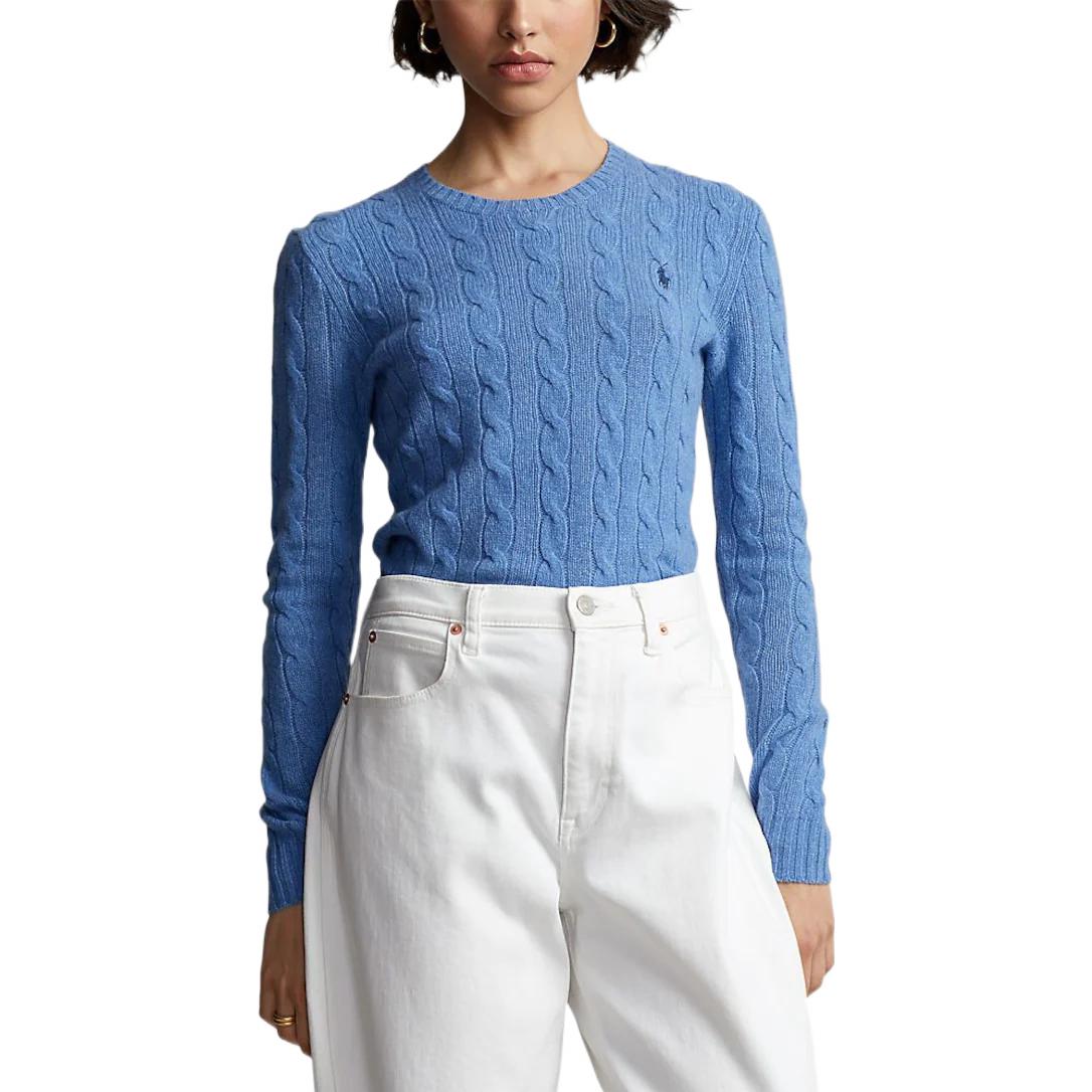 (Women) Polo Ralph Lauren FW22  Blue Cable Knit Wool Sweater with Logo Embroidery. 211875831-001 圖 5