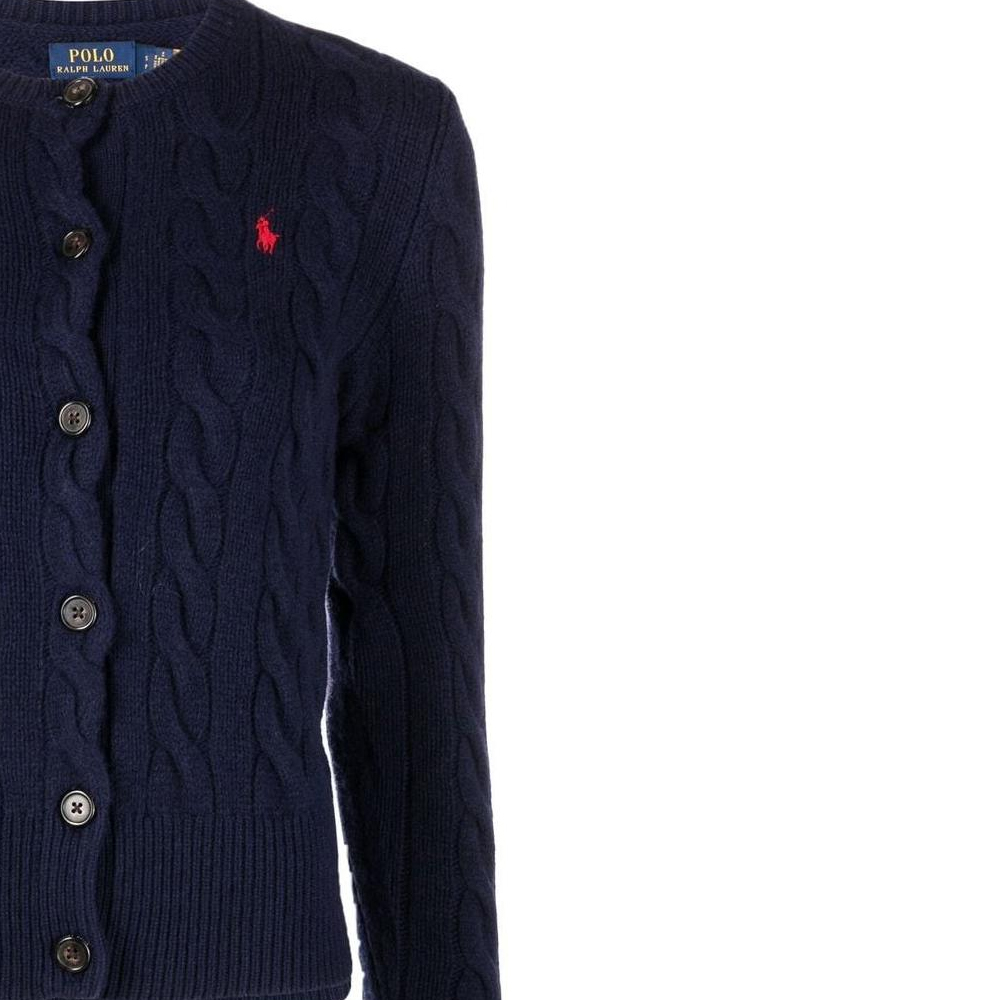 (Women) Polo Ralph Lauren FW22  Blue Cable Knit Wool Cardigan with Logo Embroidery. 211873373-003 圖 7