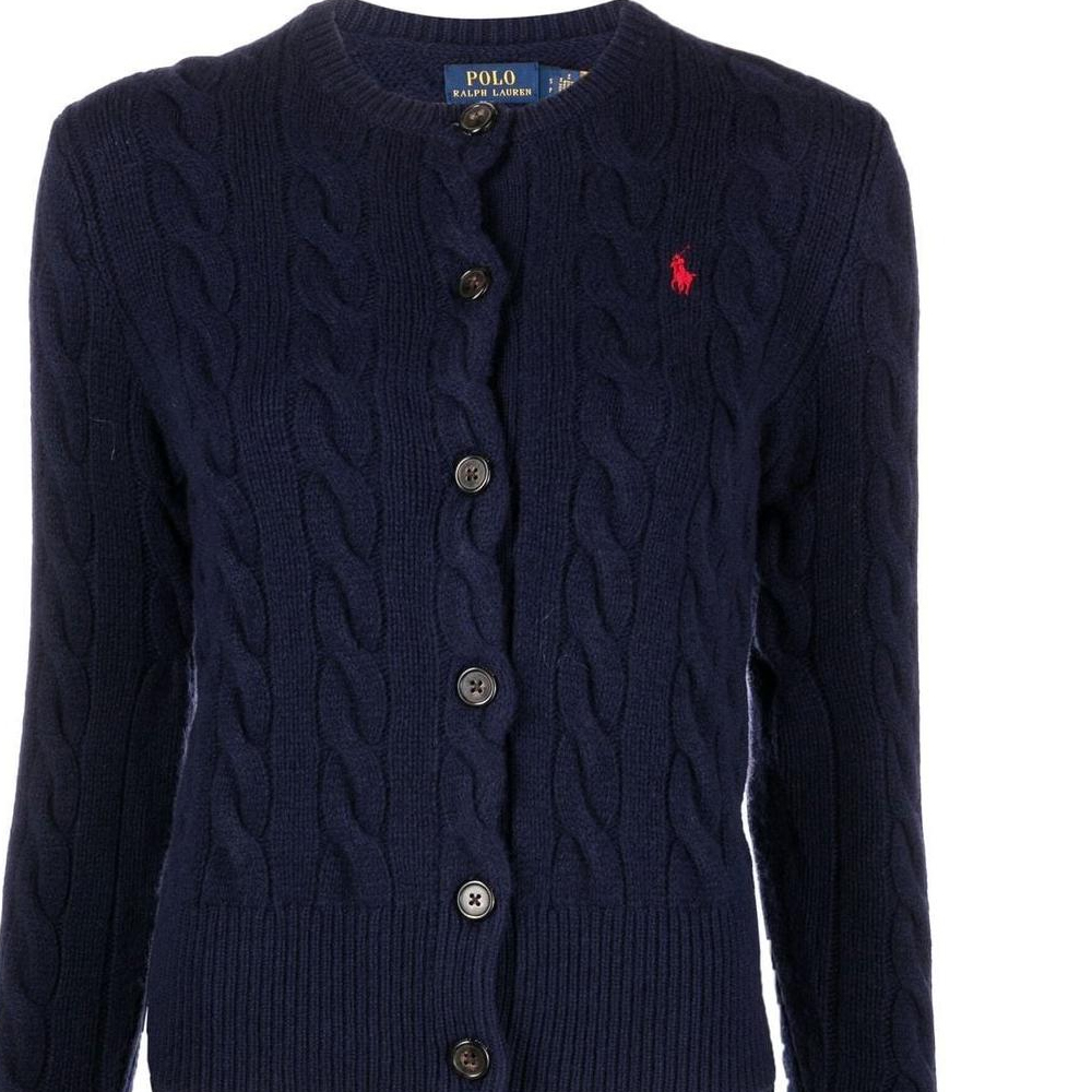 (Women) Polo Ralph Lauren FW22  Blue Cable Knit Wool Cardigan with Logo Embroidery. 211873373-003 圖 8