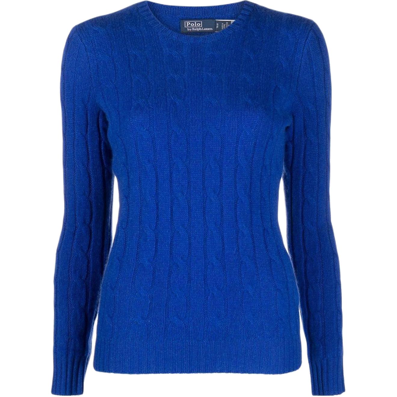 (Women) Polo Ralph Lauren FW22  Blue Solid Cashmere Knit Crewneck Sweater. 211880516-016