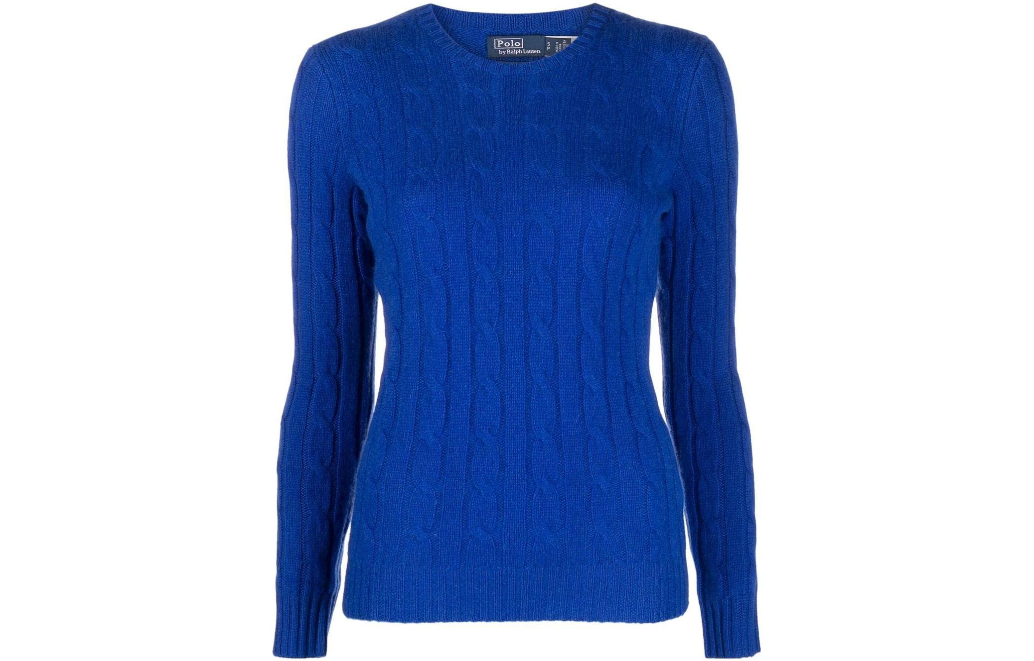 (Women) Polo Ralph Lauren FW22  Blue Solid Cashmere Knit Crewneck Sweater. 211880516-016 圖 2