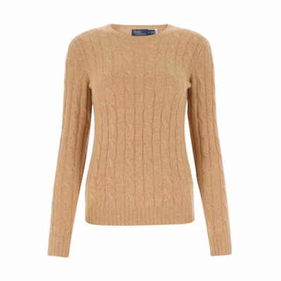 (Women) Polo Ralph Lauren FW22 Brown Cashmere Knit Crewneck Sweater 211880516-005