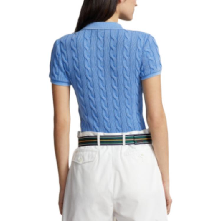 (Women) Polo Ralph Lauren FW22  Cable Knit Short Sleeve Polo Shirt Blue. WMPOKNINCU20664-400 圖 4