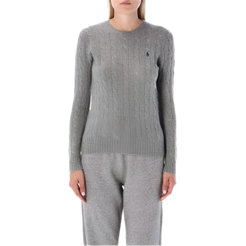 (Women) Polo Ralph Lauren FW22  Gray Ribbed Knit Wool Sweater 211875831-008