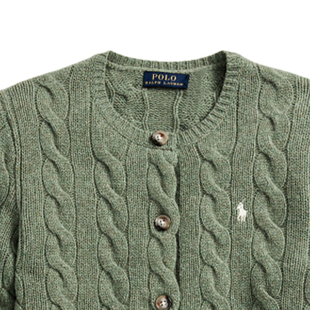 (Women) Polo Ralph Lauren FW22  Green Cashmere Cable Knit Button Crewneck Sweater. WMPOSWENDW20053-020 圖 6