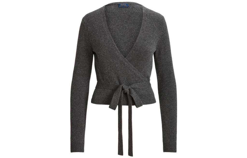 (Women) Polo Ralph Lauren FW22  Grey Solid V-Neck Knit Tie Long-Sleeve Sweater. WMPOSWENDW20074-020 圖 2