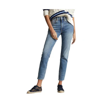 (Women) Polo Ralph Lauren FW22 High-Waisted Slim Fit Cropped Jeans Blue. WMPODNMN9820044-400