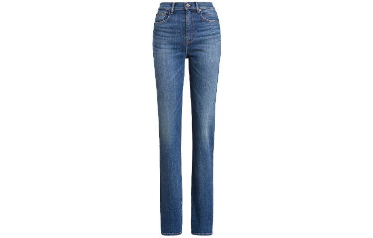Order (Women) Polo Ralph Lauren FW22  High-Waisted Straight Jeans Washed Effect Dark Blue. WMPODNMNA020011-400