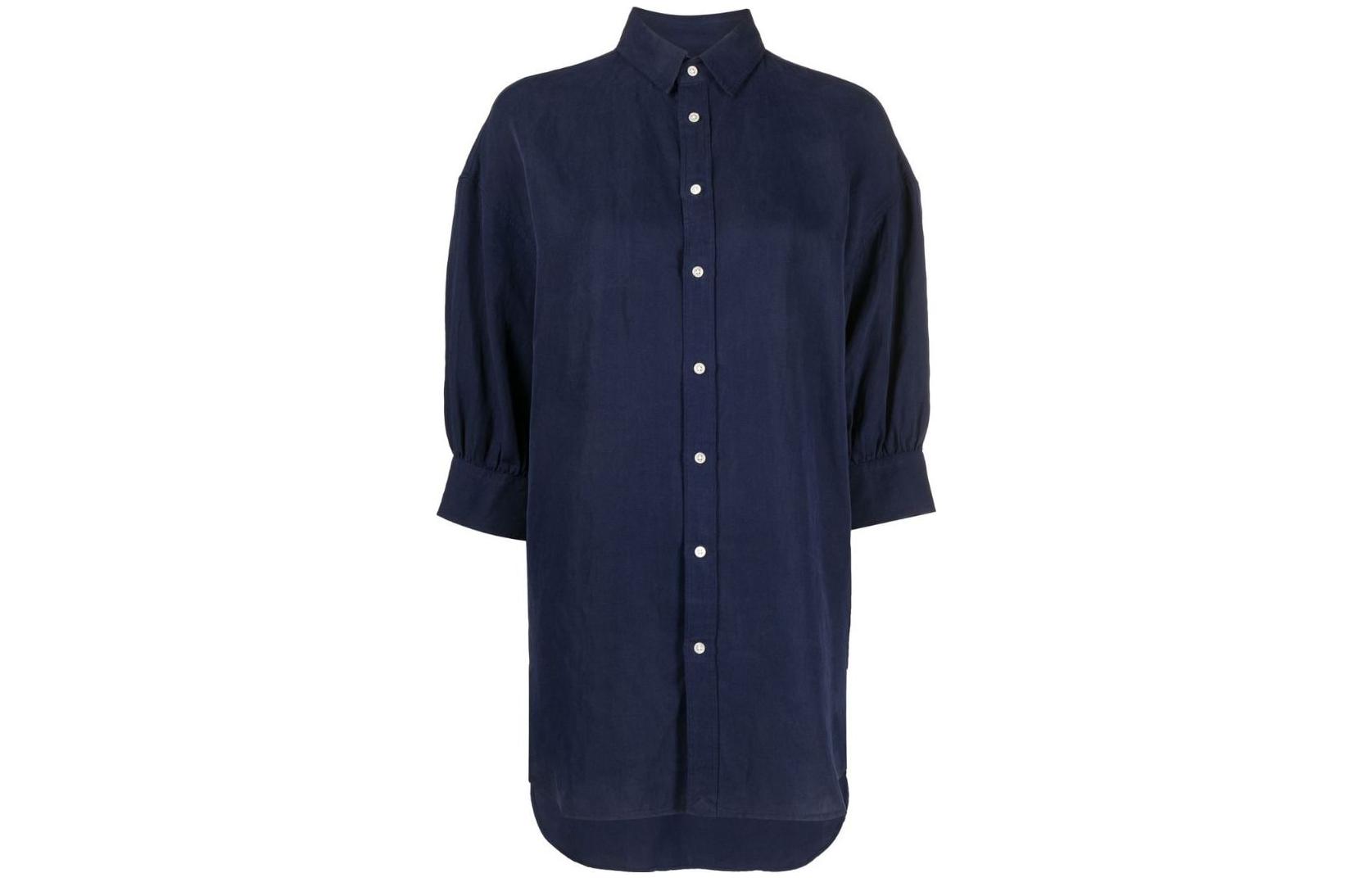 (Women) Polo Ralph Lauren FW22  Mid-Length Short Sleeve Shirt Deep Blue 211876015-002