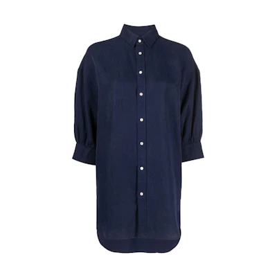 (Women) Polo Ralph Lauren FW22 Mid-Length Short Sleeve Shirt Deep Blue 211876015-002