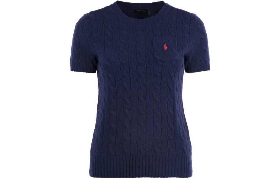 (Women) Polo Ralph Lauren FW22  Navy Cable Knit Embroidered Logo T-Shirt. 211873374-004 圖 2