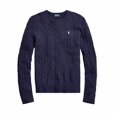 (Women) Polo Ralph Lauren FW22 Navy Knitted Crewneck with Logo Embroidery. 211581065-025