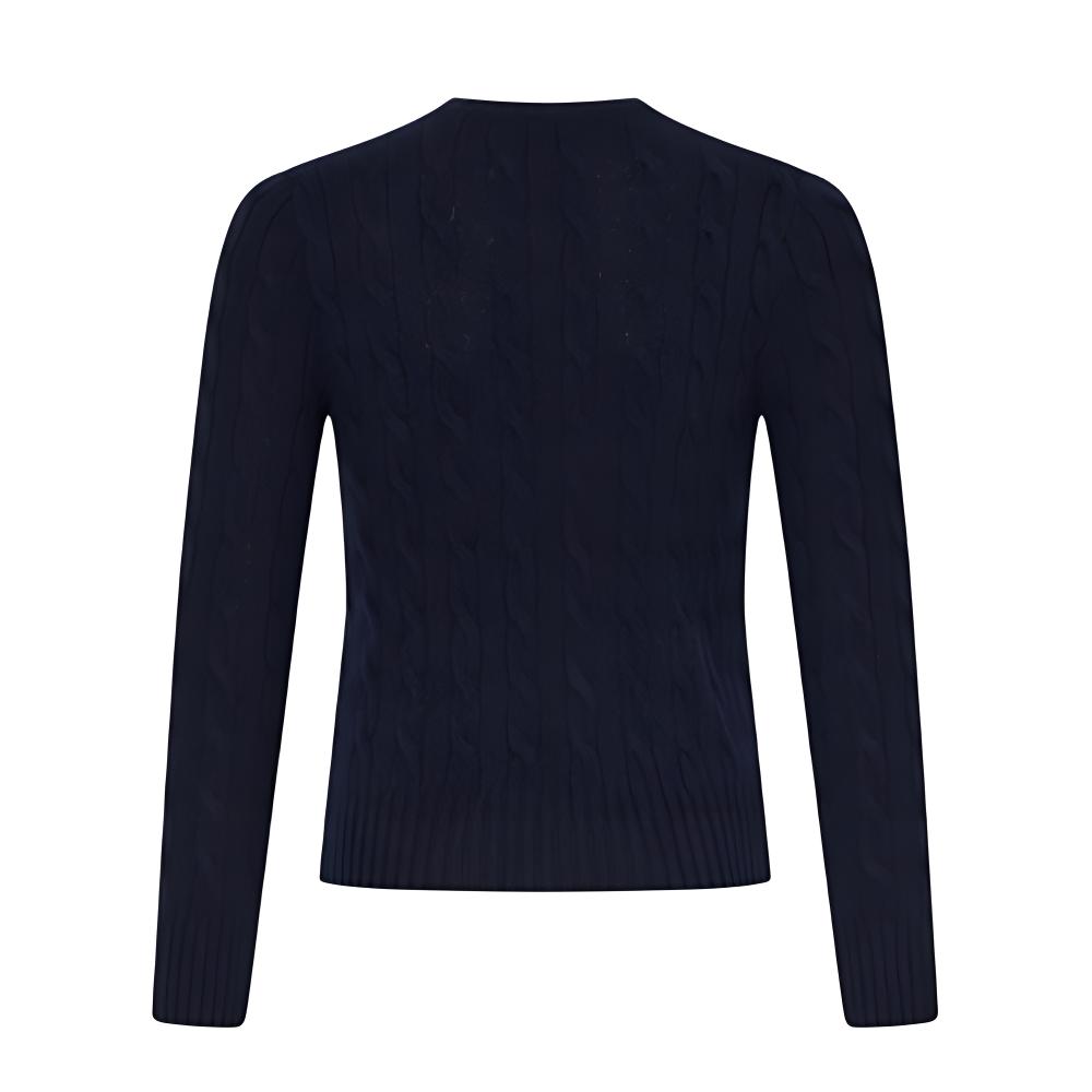 Lookbook (W) Polo Ralph Lauren FW22 海軍藍刺繡標誌針織圓領衫。 211581065-025