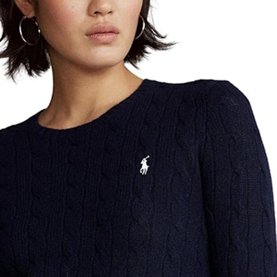 (W) Polo Ralph Lauren FW22 海軍藍刺繡標誌針織圓領衫。 211581065-025 Purchase (W) Polo Ralph Lauren FW22 海軍藍刺繡標誌針織圓領衫。 211581065-025